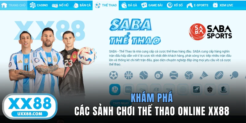 Khám phá các sảnh chơi thể thao online XX88