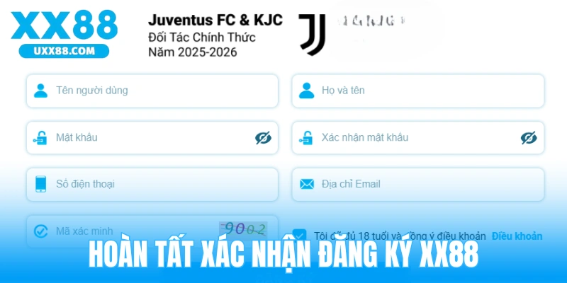 Xác nhận đăng ký XX88
